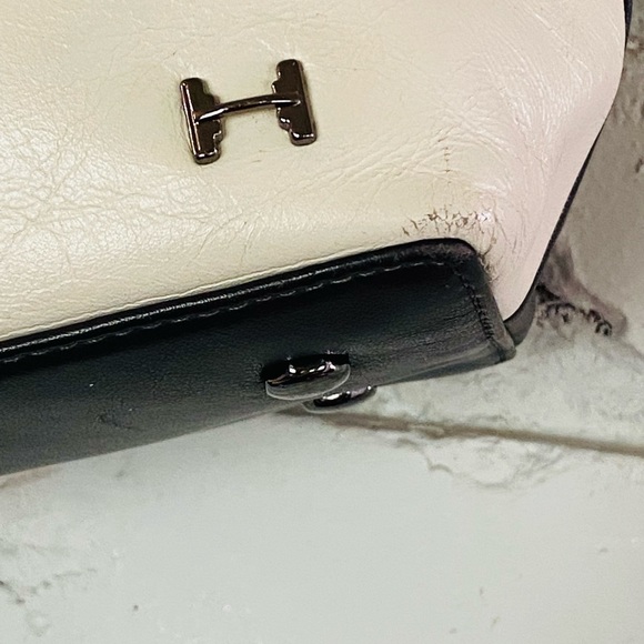 - Halston Heritage Black /gray White Satchel Handbag - Picture 4 of 10